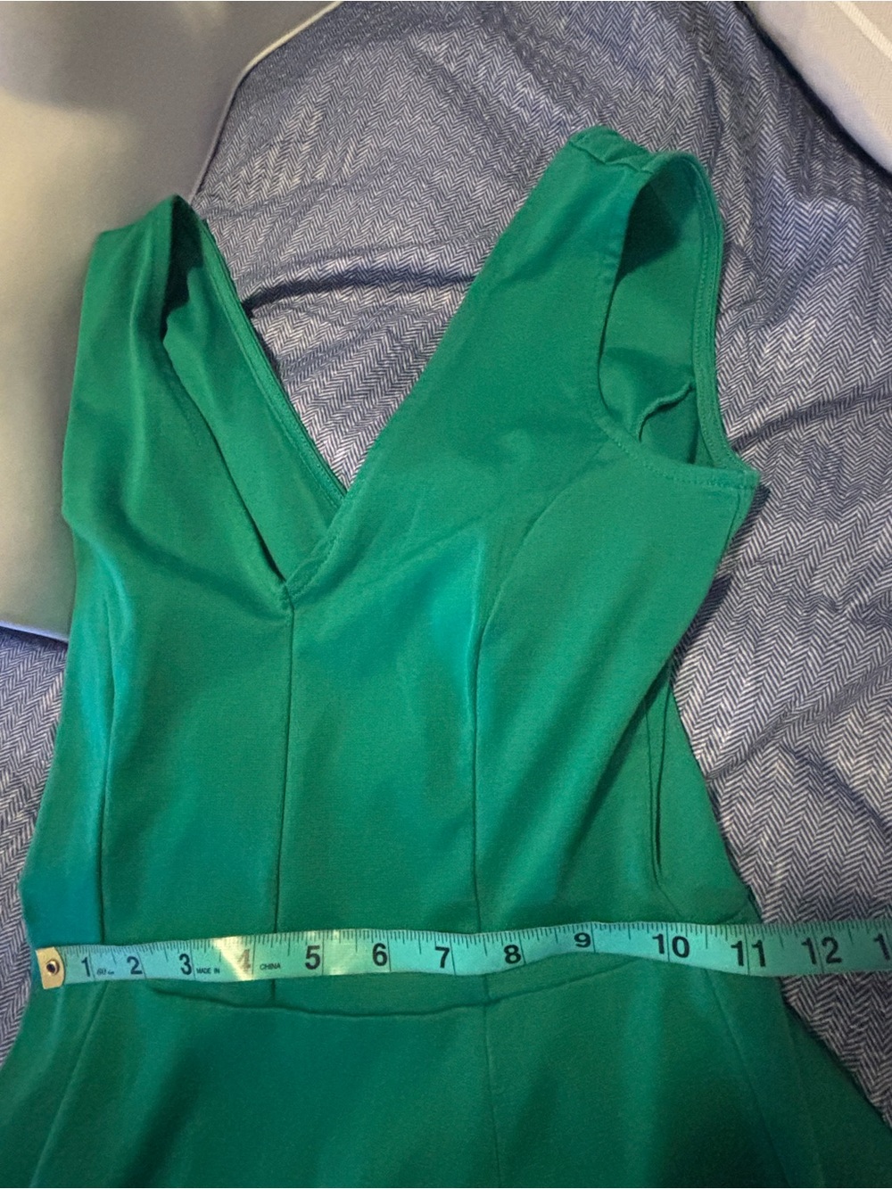 Vintage Deep Green V-Neck Fit & Flare Mini Dress - Picture 4 of 10